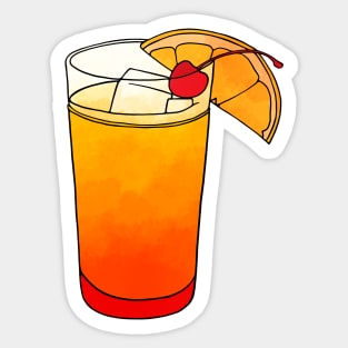 Tequila Sunrise Cocktail Watercolor Drink Sticker